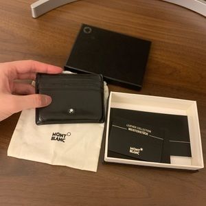 Mint blanc card holder black leather original box